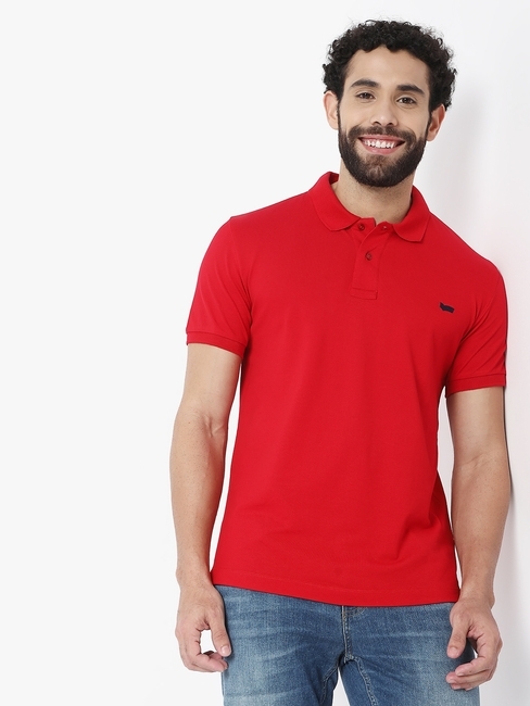 Ralph Regular Fit Ribbon Red Cotton Polo T-Shirt