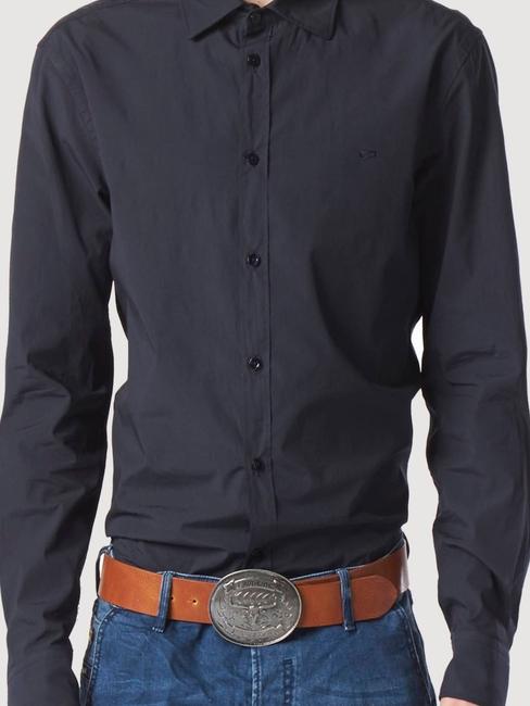 Navy Blue Solid Casual Shirt