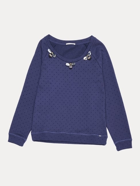 Blue Printed Cotton Sweatshirt