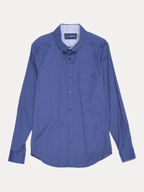 Blue Printed Casual Shirt