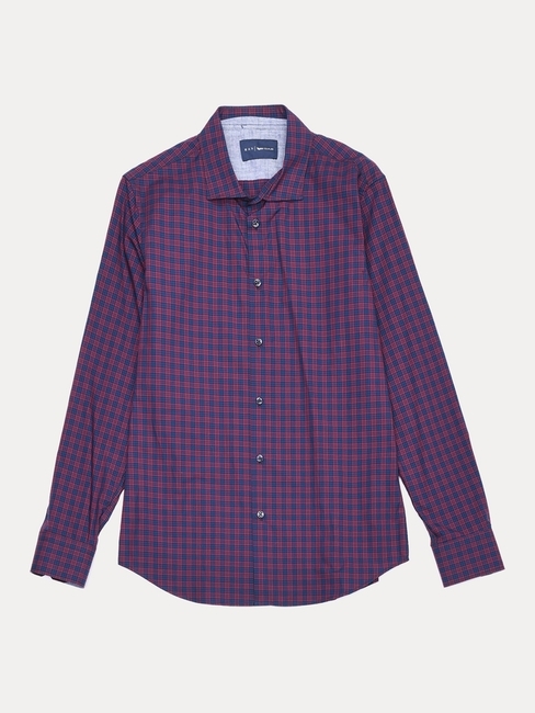 Blue and Maroon Checked Casual Shirt