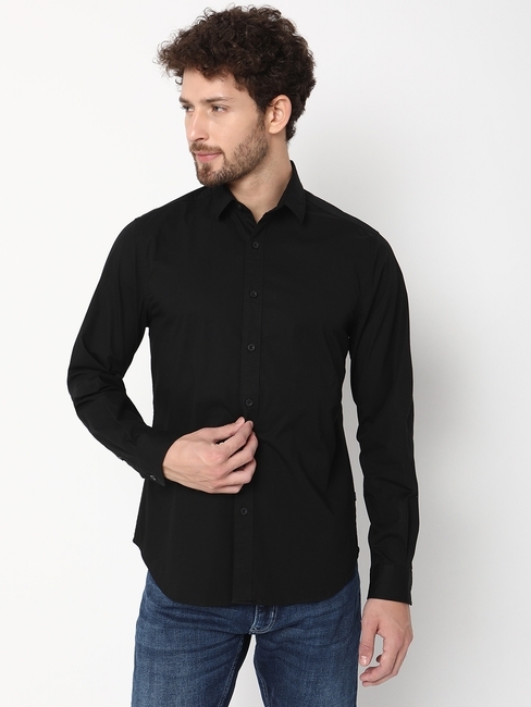 Regular Fit Full Sleeve Solid Cotton Lycra Shirts