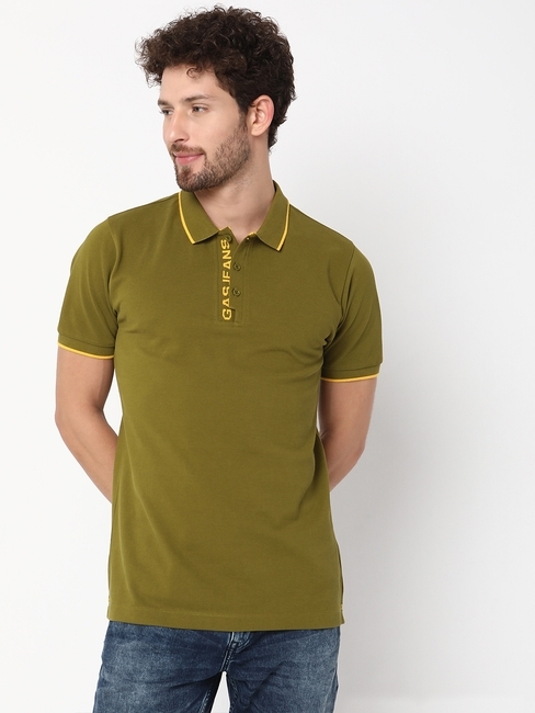 Regular Fit Half Sleeve Solid Cotton Polo T-Shirt