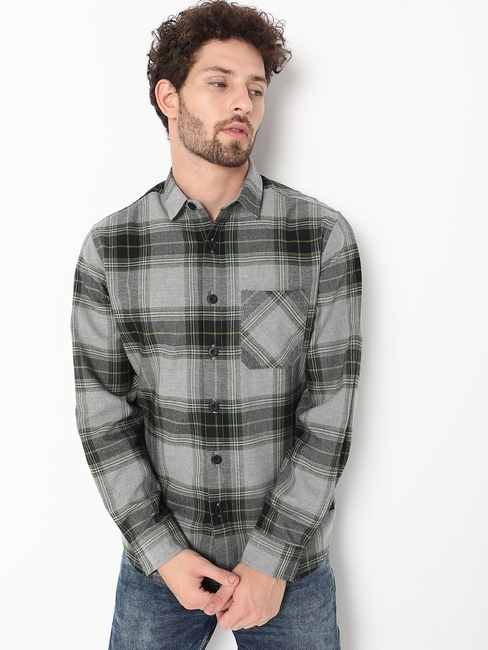 Regular Fit Full Sleeve Checkered Polycotton Shirts