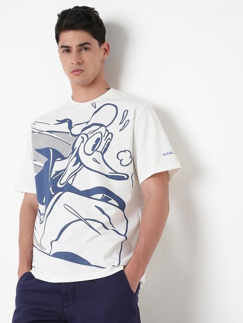 Donald Duck Boxy Fit Printed Round Neck T-Shirt with Short Sleeve