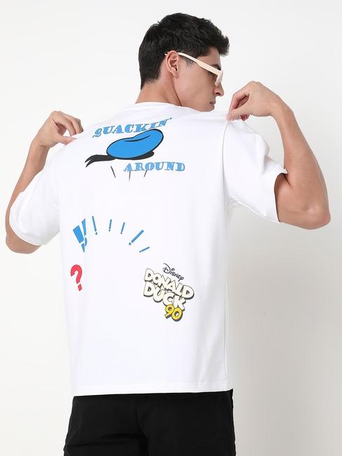 Donald Duck Boxy Fit Printed Round Neck T-Shirt with Short Sleeve