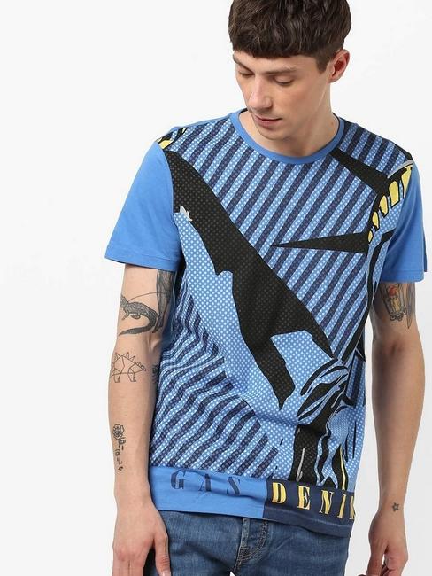 Men's Scuba/s printed crew neck blue t-shirt