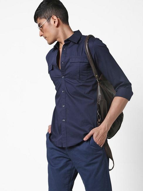 Men's Abner solid blue shirt