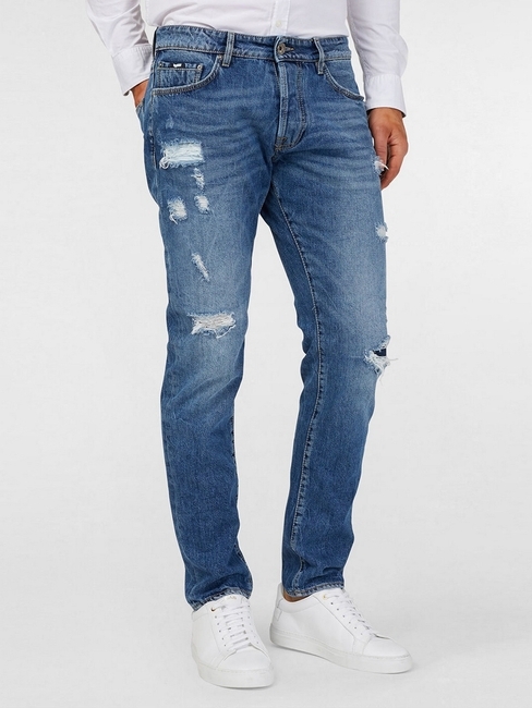 Men's Norton Carrot Fit Blue Distress Jeans