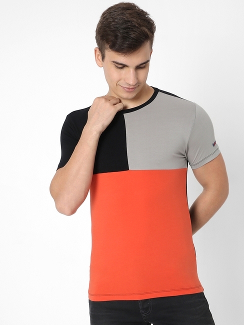 Colourblock Slim Fit Crew-Neck T-shirt