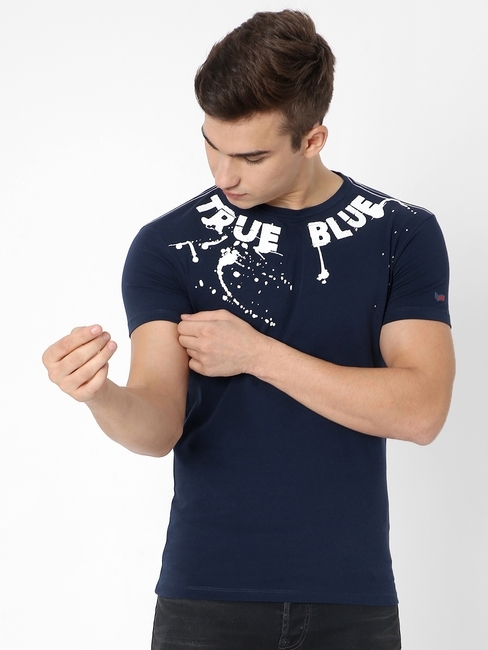 Typographic Print Slim Fit Crew-Neck T-shirt