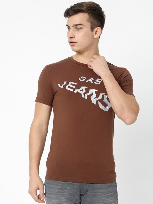 Scuba Angle Slim Fit Crew-Neck T-shirt with Brand Print