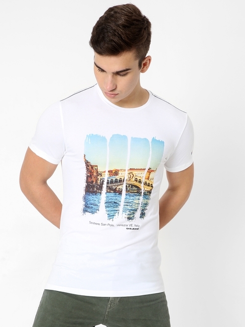 Graphic Print Slim Fit Crew-Neck T-shirt