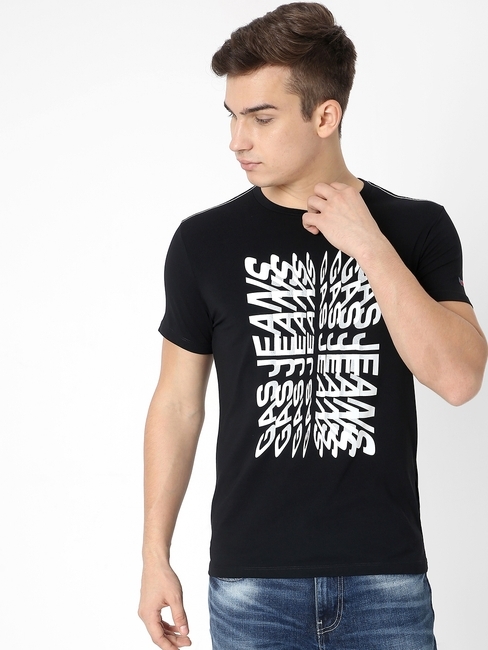 Brand Print Crew-Neck Slim T-shirt