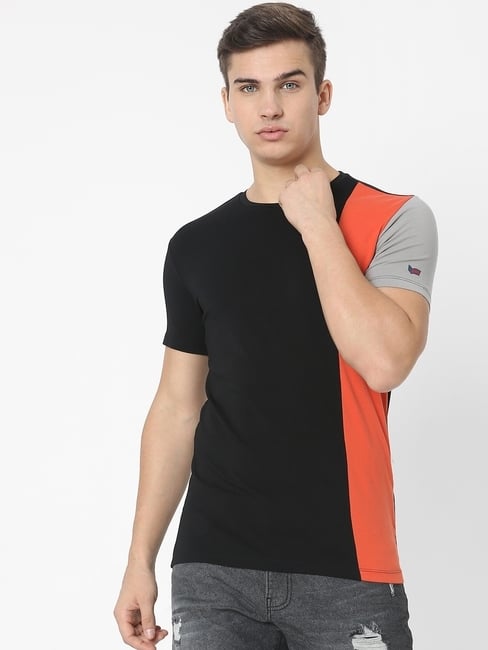 Colourblock Slim Fit Crew-Neck T-shirt