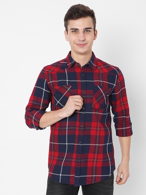 Kant Checked Slim Fit Shirt with Patch Pockets