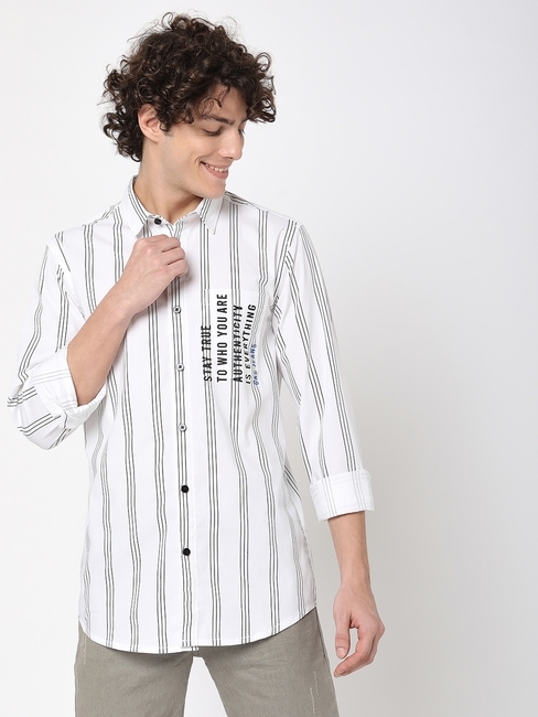 Striped Aciel Type Slim Fit Shirt