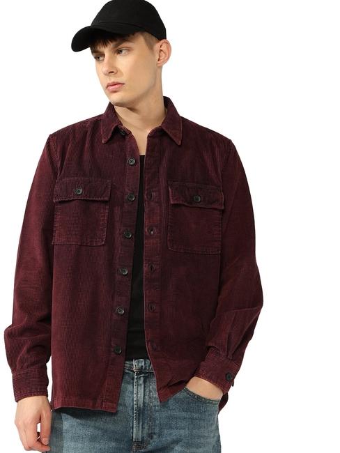 Corduroy Shacket Fit Shirt with Double Flap Pockets