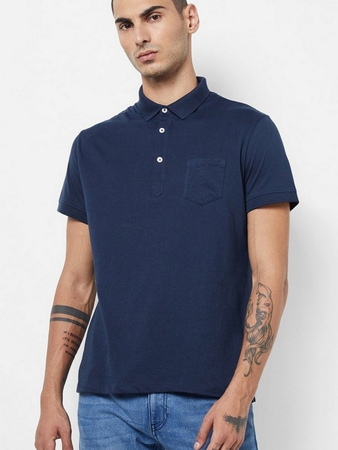 Textured Polo T-shirt with Ribbed Hems