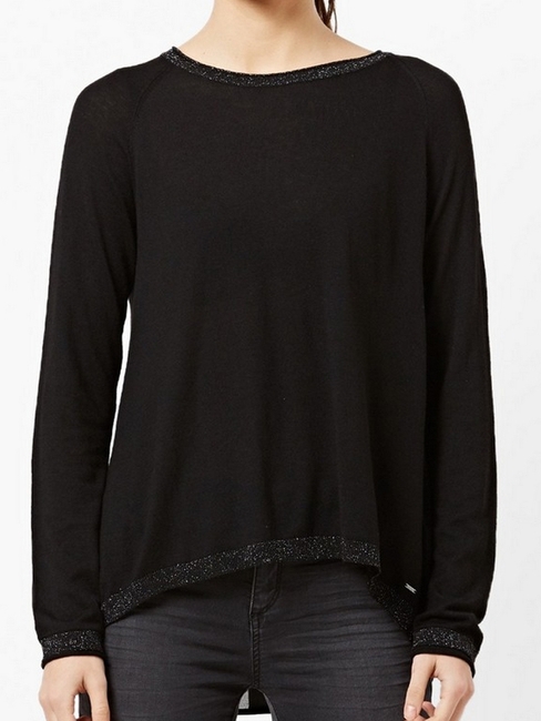 Round-Neck High-Low Pullover with Raglan Sleeves