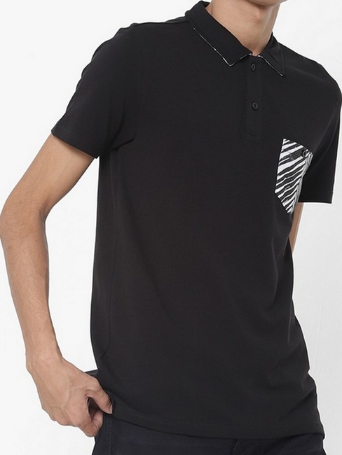 Yoyo Patch Pocket Black Polo T-Shirt