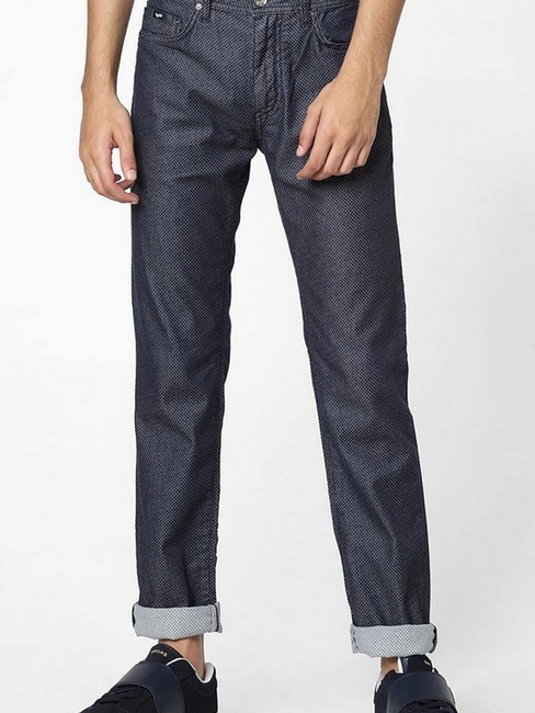 Men's Albert Simple Slim Fit Textured Blue Jeans