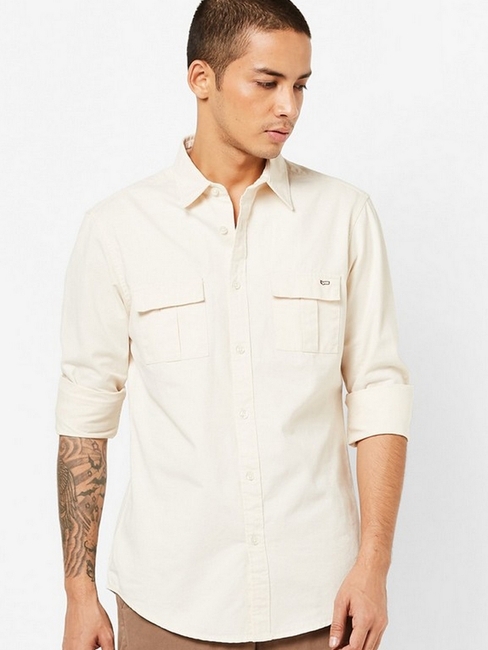 Abner Slim Fit Cotton Shirt with Flap Pockets