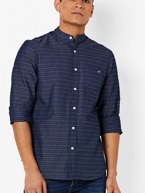 Striped Shirt with Button Patch Pocket