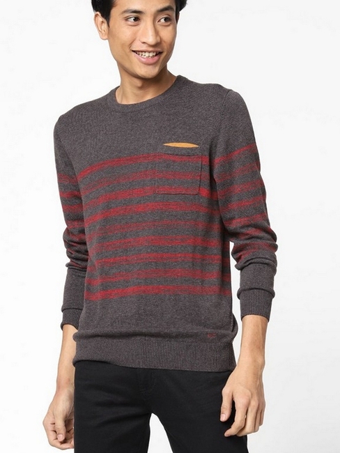 Ronnys Striped Slim Fit Pullover with Patch Pocket