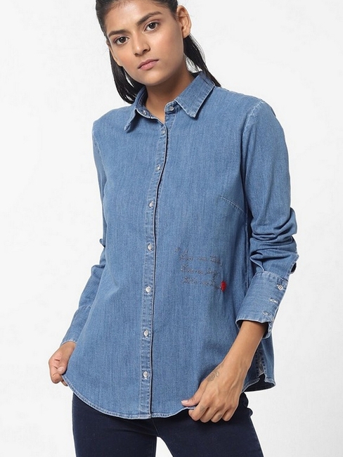 Maribel X Song Denim Shirt with Embroidery