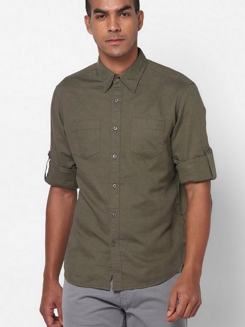 Cotton Linen Shirt with Patch Pocket