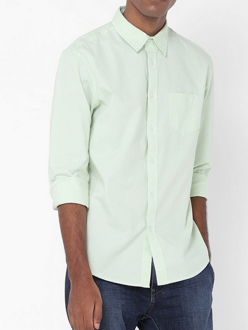 Men's Flix SS Solid Lime Green Shirt