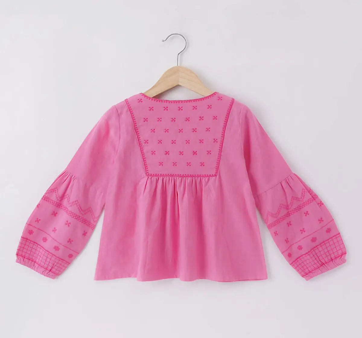 EdaMamma Sustainable Girls Full Sleeves Embroidered Top