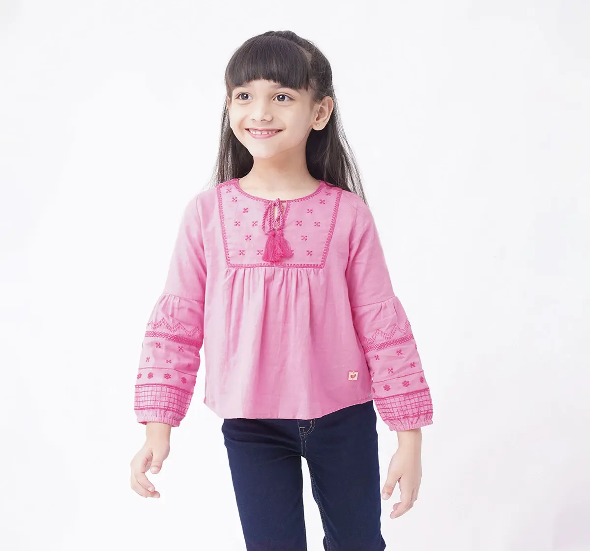 Ed-a-Mamma Sustainable Girls Full Sleeves Embroidered Top