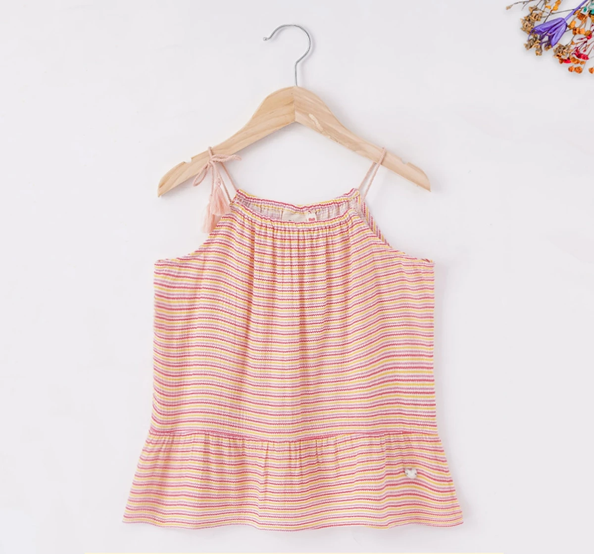 Ed-a-Mamma Sustainable Girls Tie Up Multi Colar Striped Top