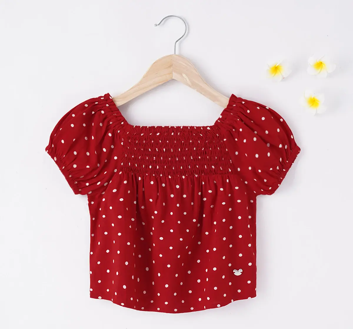 Ed-a-Mamma Sustainable Girls Polka Printed Smocked Top