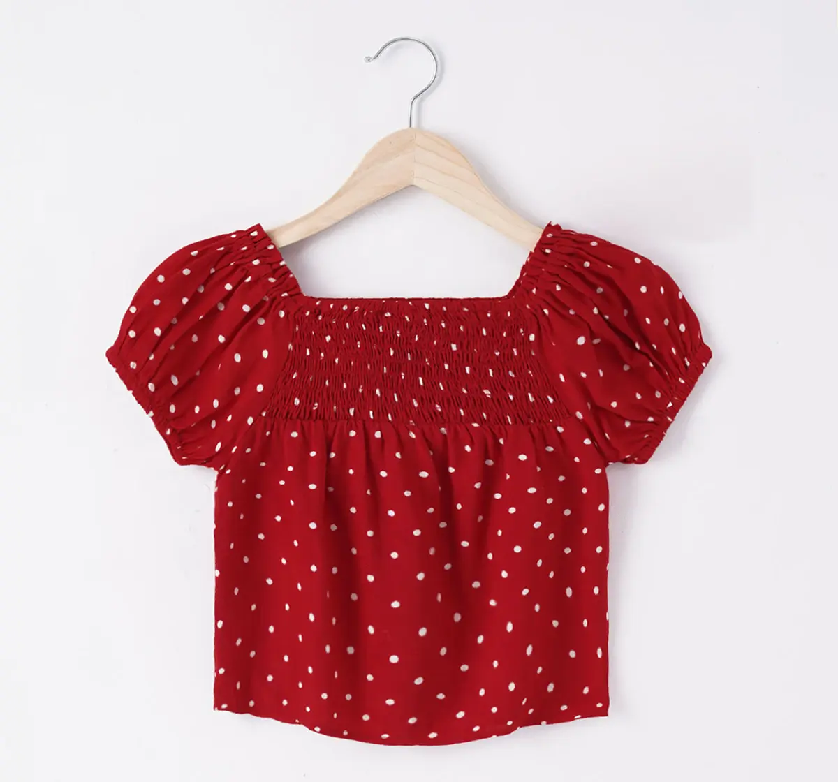 Ed-a-Mamma Sustainable Girls Polka Printed Smocked Top