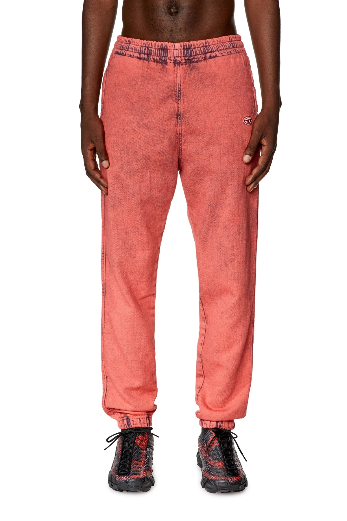 D-LAB-NE Red Tapered Mid Rise Coated Sweat jeans