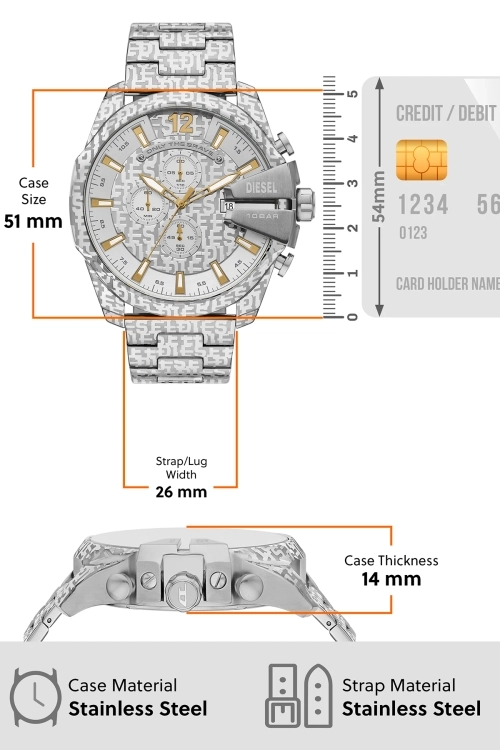 Diesel Mega Chief Silver Watch DZ4636