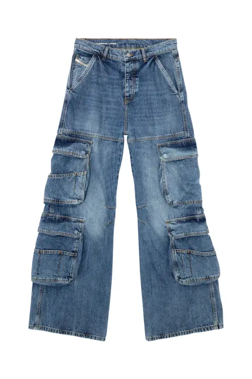 D-SIRE-CARGO-S Straight Low Rise Lightly Washed Blue Jeans