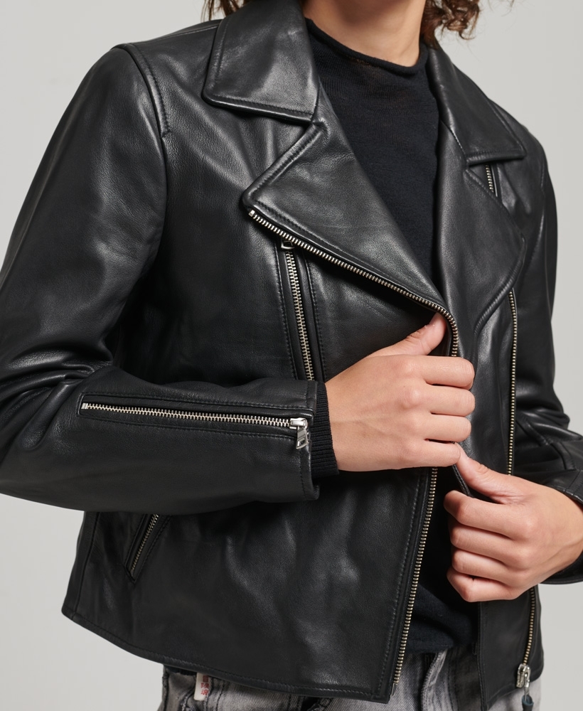 Men's black leather biker jacket | Golden Goose