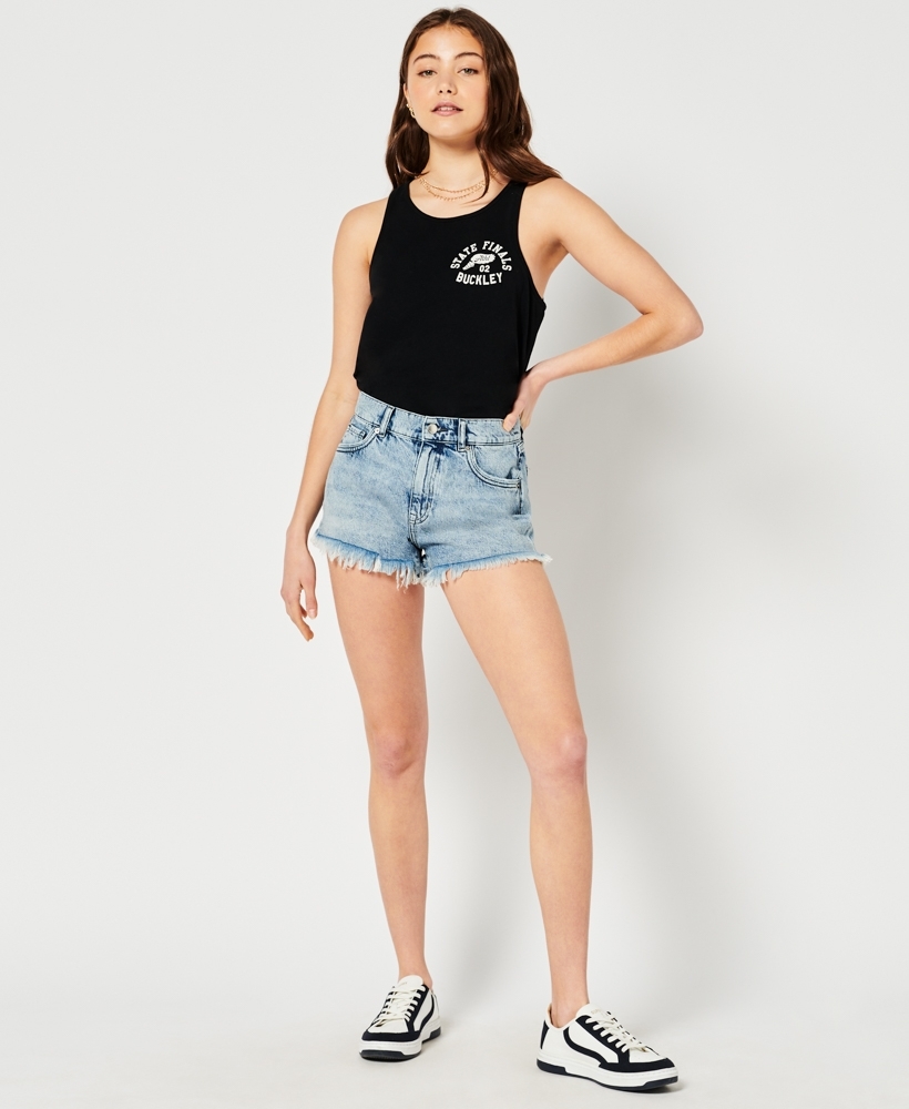 SweatyRocks Women's High Waist Denim Shorts Straight Leg Raw Hem Jean Shorts  Summer Hot Pants with Pockets Black XS at Amazon Women's Clothing store