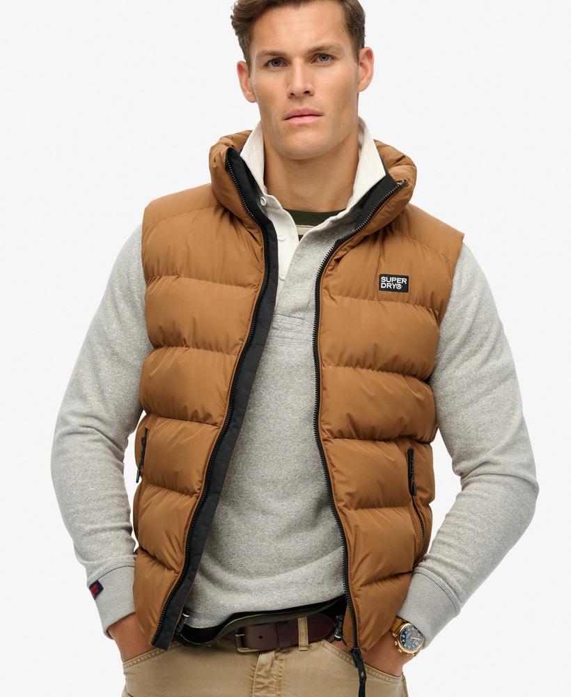 SPORTS MEN S BROWN PUFFER GILET JACKET