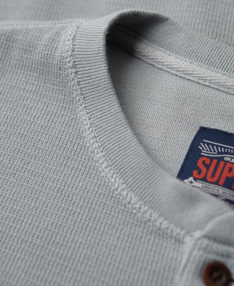 WAFFLE LONG SLEEVE MEN'S GREY HENLEY TOP