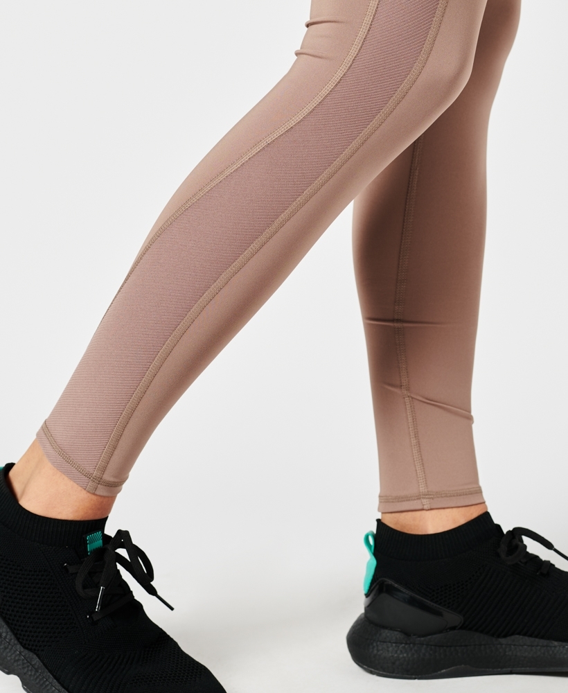 Women's Flex Rib Tight Leggings in Dark Taupe