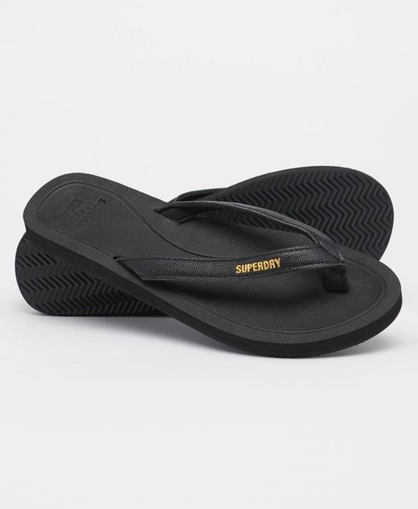 Superdry black flip online flops