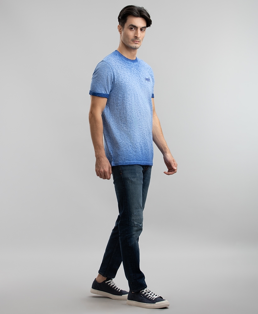 Men's Icy Blue Cotton Solid Regular T-Shirt