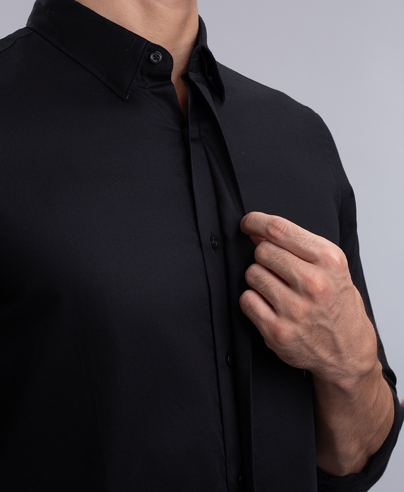 Men's Black Shirts, Black Satin Shirts