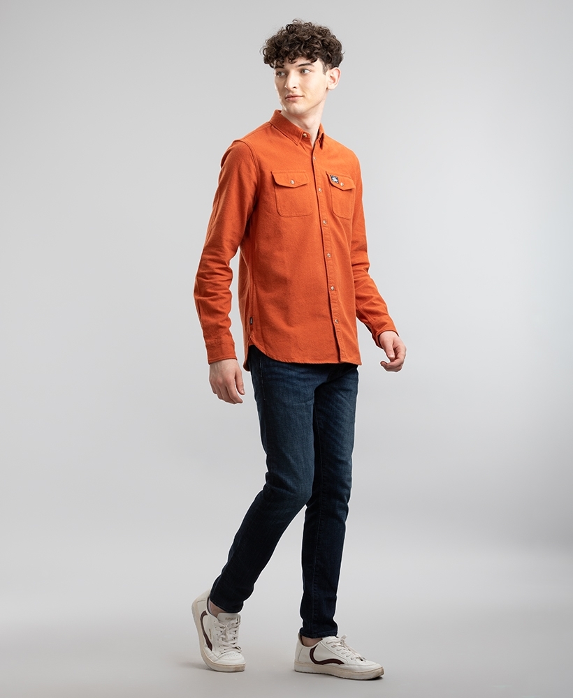 Buy THE BEAR HOUSE Men Orange Solid Slim Fit Cotton Casual Shirt With Flap  Pocket Online