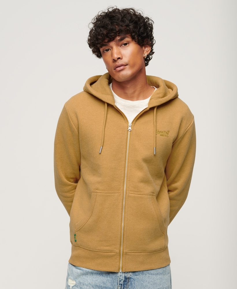 ESSENTIAL LOGO ZIP MEN'S YELLOW HOODIE